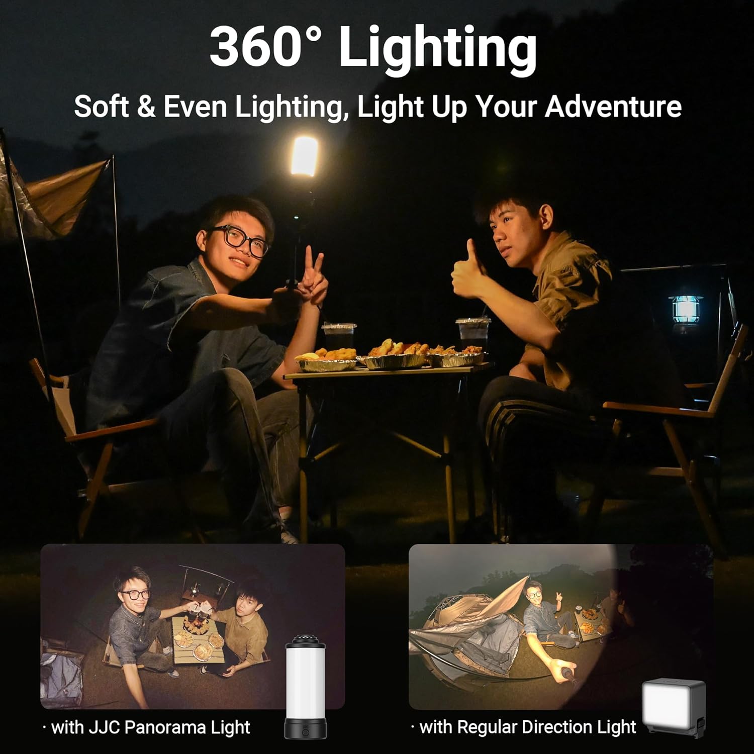 JJC 360° Light Attachment for Insta360 X5 X4 X3 DJI Osmo 360 Gopro Max Xtra 360 Accessories, Rechargeable Personal LED Video Light w. 1/4"-20 Thread, 3 Color Mode / 5 Brightness Level for Selfie Vlog