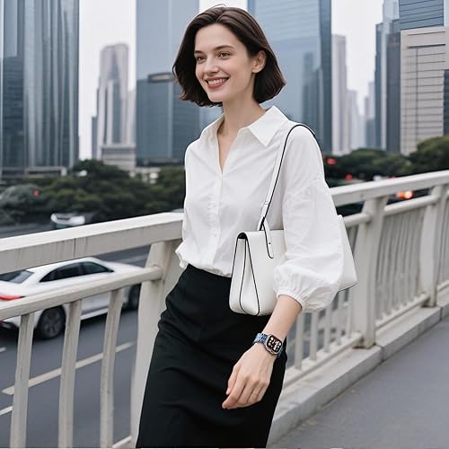 Miniatura 6 de Bestig Compatible with Apple Watch Bands for Men Women 49mm 46mm 45mm 44mm 42mm(Series 3 2 1), Stainless Steel Metal Business Wristband Strap for