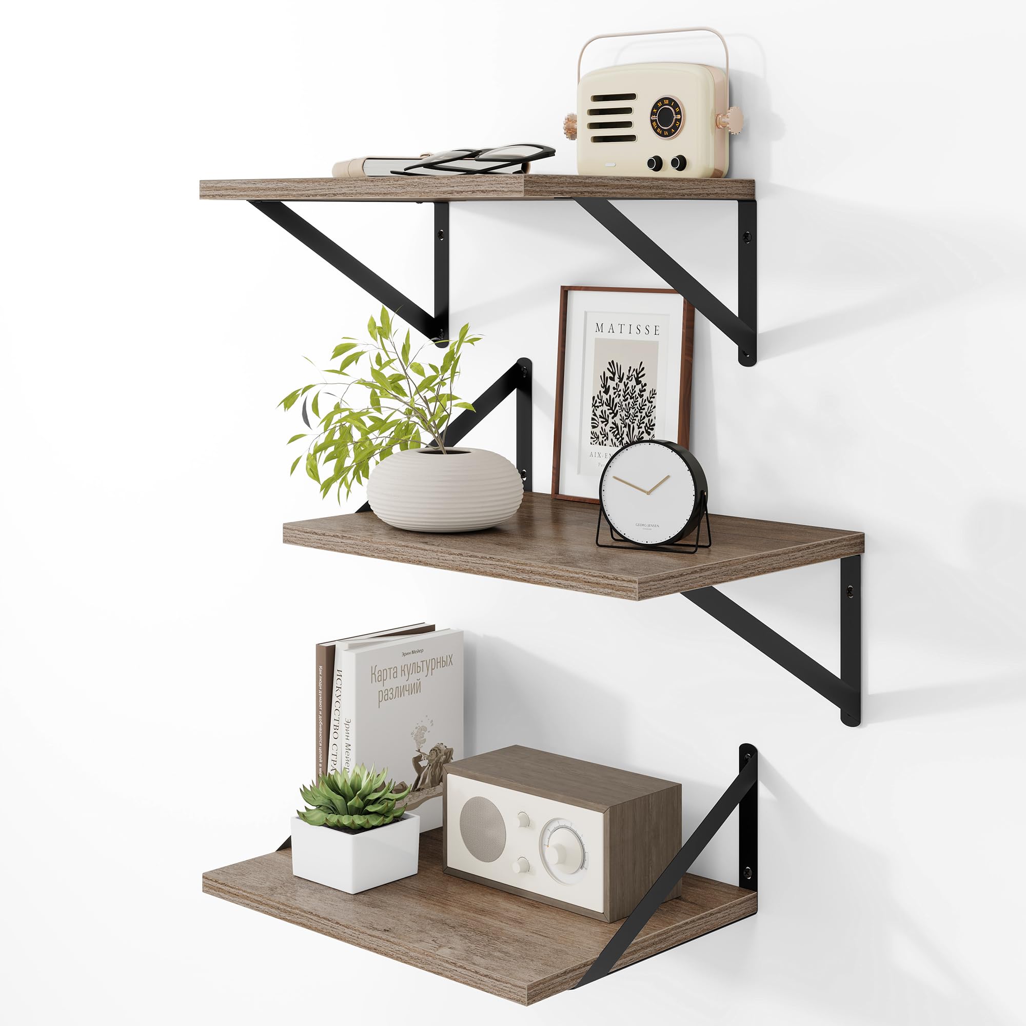 Heimlove Black Floating Shelves - Set of 2 -22