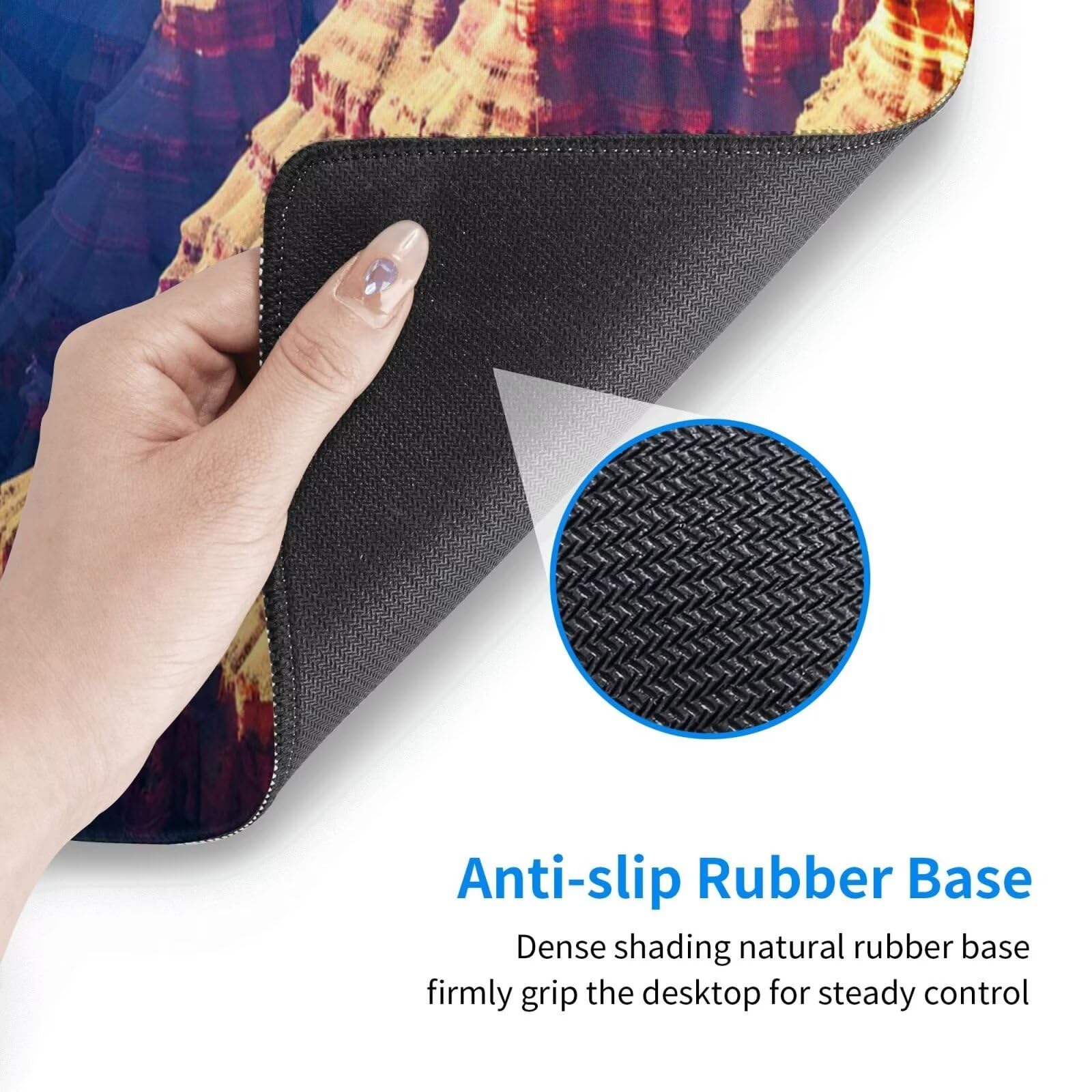 Tappetino Mouse, Tappetino Mouse Gaming Grande XXL 1500x800x3mm Tappetino Scrivania Mouse Pad, Base in Gomma Antiscivolo, Bordi Cuciti,Lavabile, Mousepad per Ufficio e Gaming (Grand Canyon) R-120
