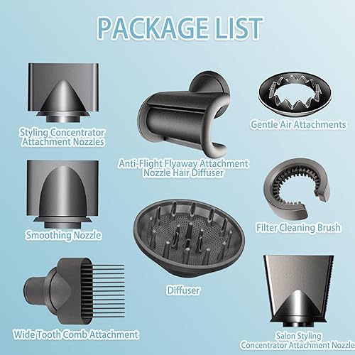 Miniatura 2 de YTCHYYSK 8 piezas de accesorios de aire suavedifusorpeinadoconcentradorcepillo de limpieza de filtropeine de dientes anchosboquilla suavizante