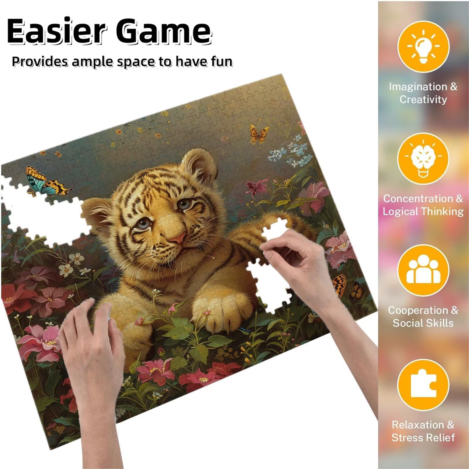 Puzzle dla dorosłych, 5000 sztuk, trudne drewniane puzzle, gra, gra logiczna, gra ręczna, dekoracja rodzinna, kreatywna rozrywka, prezent 105 x 156 cm tygrys zwierzęta 7 K0F-276