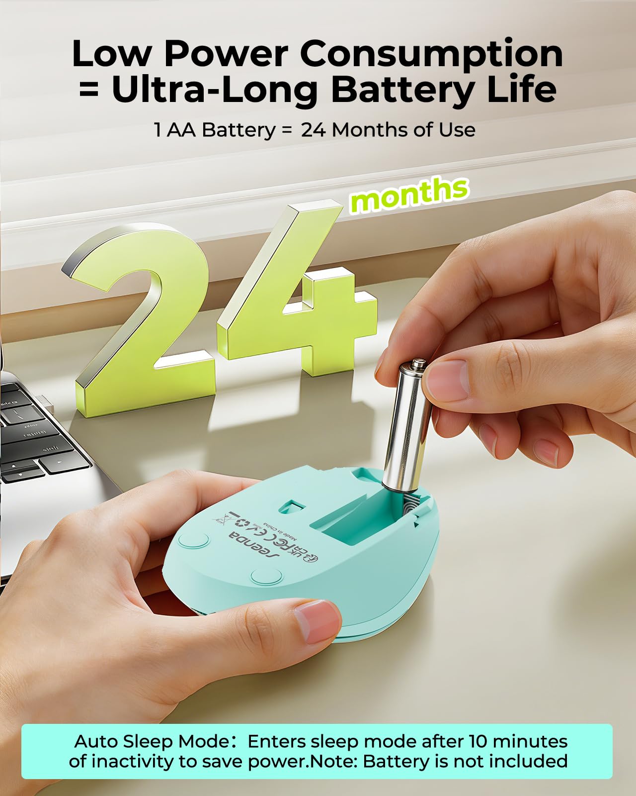 seenda Wireless Mouse for Laptop, 2.4G Noiseless Computer Mouse,Mint Green — Amazon image 7