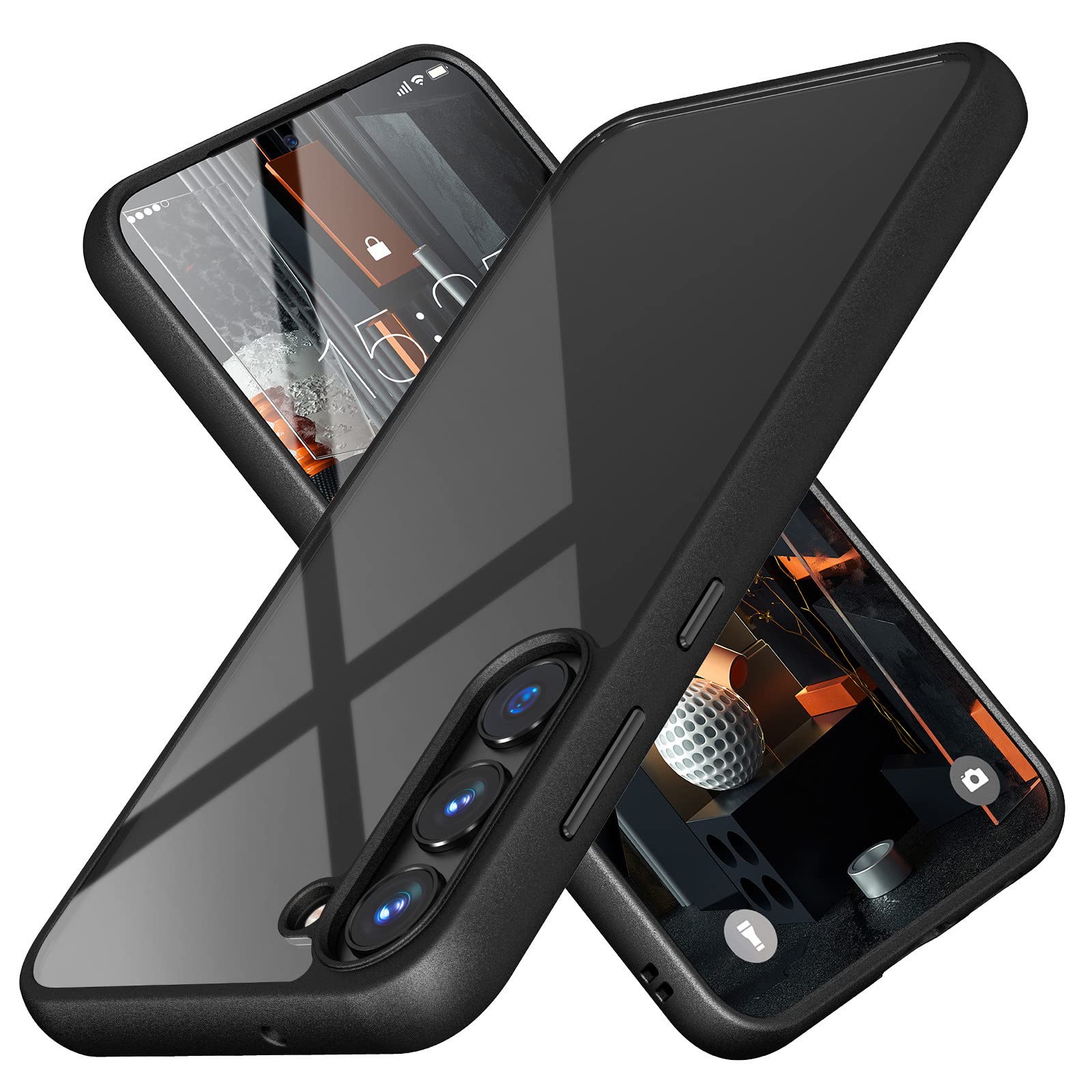 MATEPROX Compatible with Samsung Galaxy S23 Case, Clear Thin Slim Crystal Transparent Shockproof Bumper Cover for Samsung S 23 5G (2023)-Black