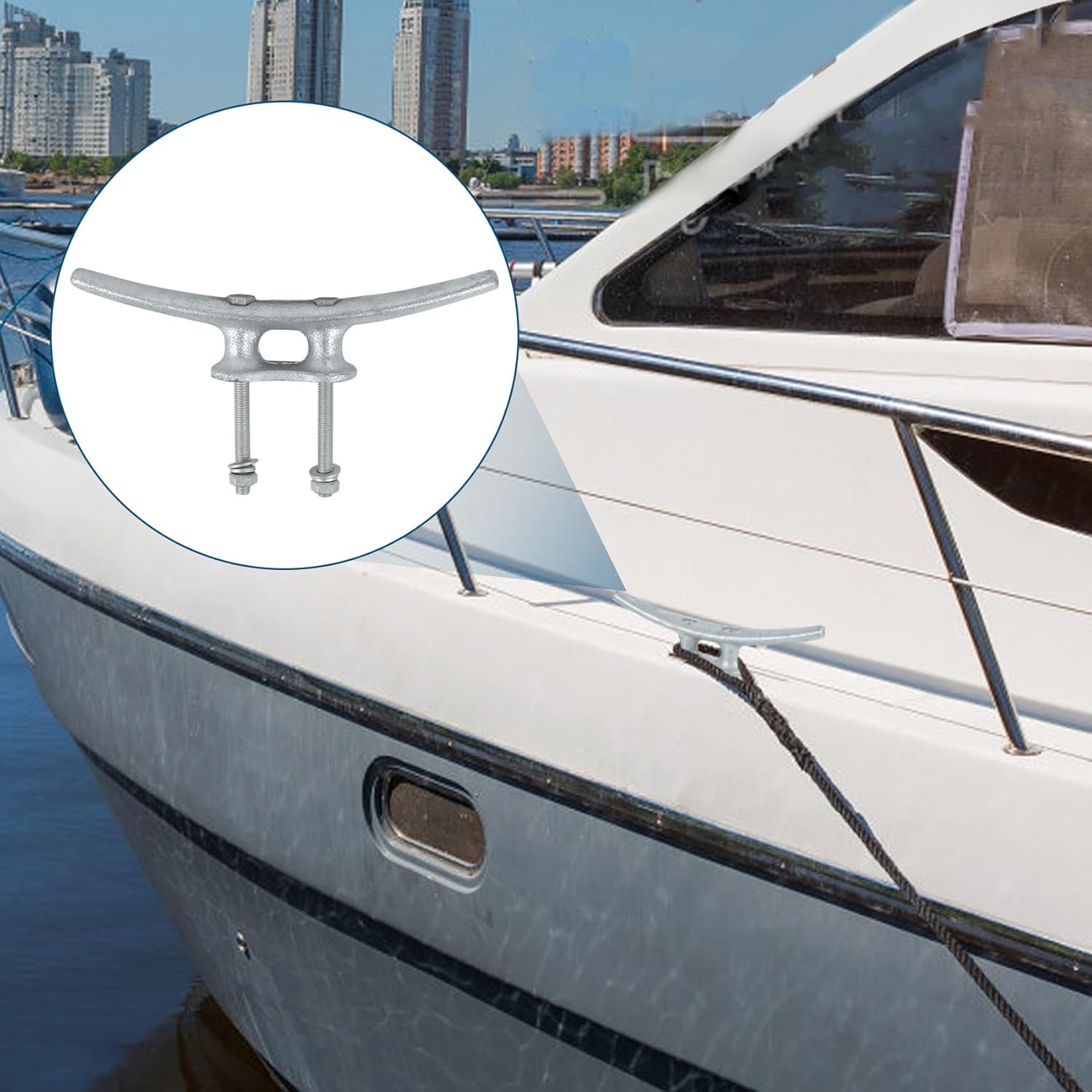 Dock Cleats, Boat Cleat Open Base Iron 4 Inch 6 Inch 8 Inch 10 Inch 12 Inch 14 Inch, Boat Dock Cleats with Hardware Weatherproof Tie Downs for Boat, Decks, Marine or Home Decoration