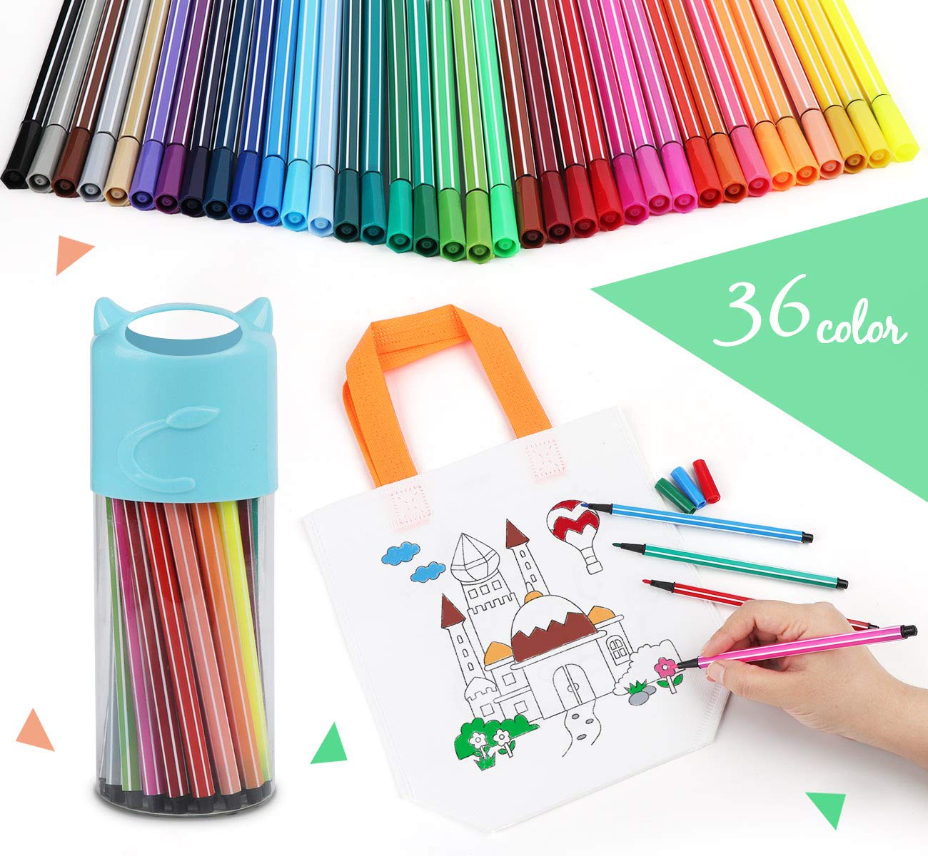 Anstore 12 Pieces Kids Colouring Pencil Case With 12 Colored Pencils, 3 Sheets Glitter Rhinestone Sticker, Painting Cloth Bag With Zipper For Kids Birthday