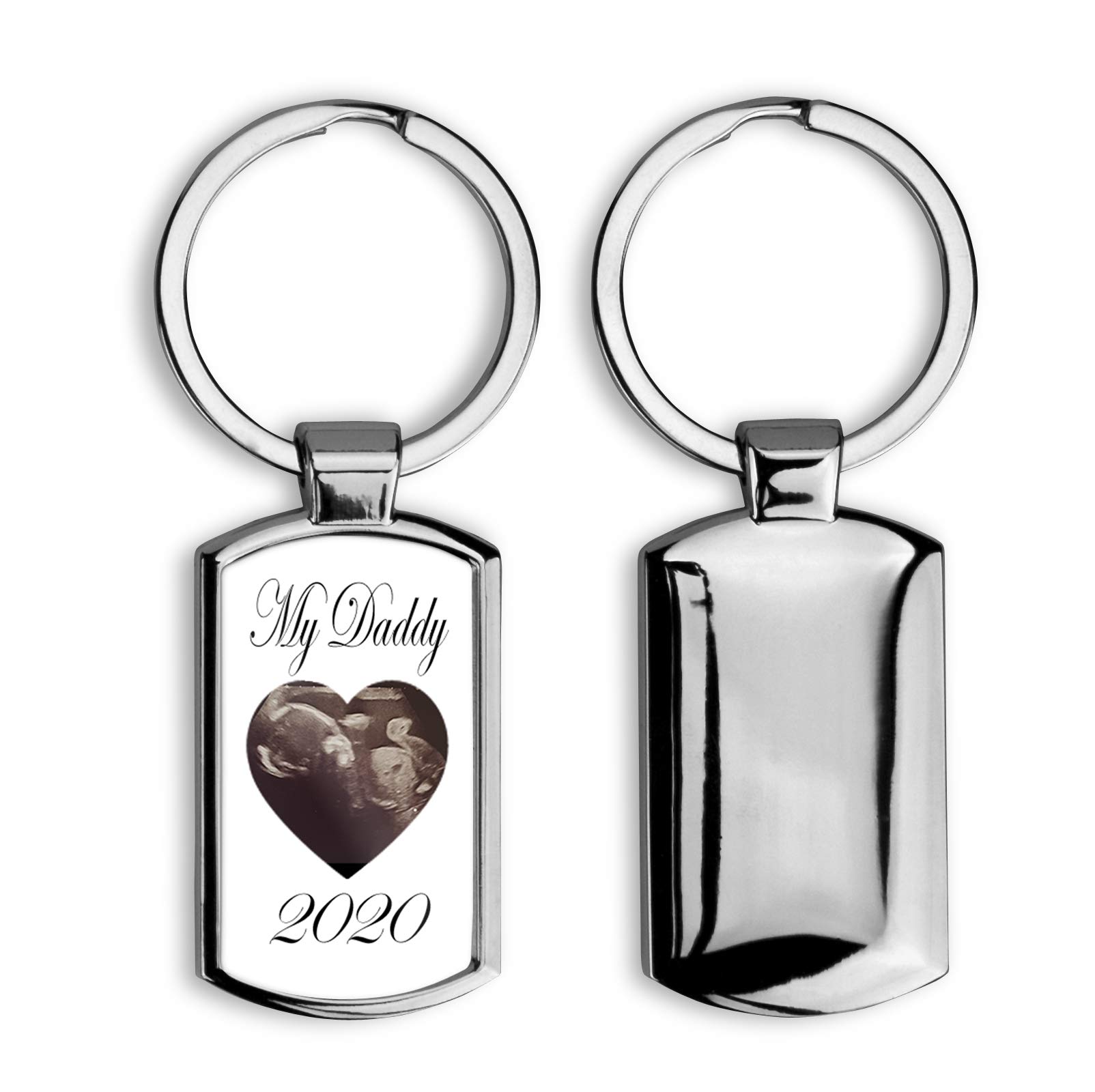 Birsppy My Daddy Baby Scan 2020 Metal Keyring Gift Image Daddy Best Dad Fathers Day (Come With Gift Box)