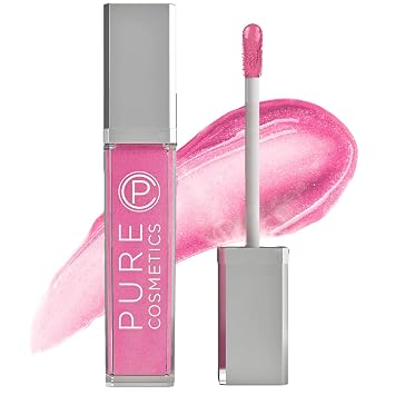 Pure Illumination Light-Up Lip Gloss with LED-Lit Applicator Brush + Side Mirror, Non-Sticky, Moisturizing Hydrating Lip Glosses with Lanolin, Jojoba Oil, Vitamin E, Party Girl Pink