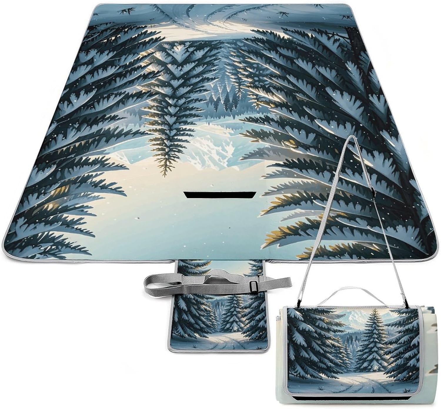 Outdoor Picnic Blanket Extra Large Beach Blanket Waterproof Picnic Mat Pine Needle Tree Winter Camping Blanket Portable with Carry Strap Park Blanket for Grass Camping Park