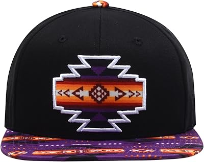 Southwest Design (Navajo Print) Patch Embroidered with Printed Bill snap Back Hat (Purple)
