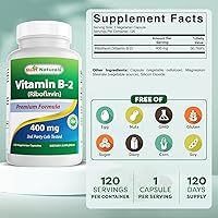 Vista 2 de Best Naturals Vitamina B2 (riboflavina) 400 mg - Alivio de la migraña - Cápsulas vegetales - Precursor de conezima - 120