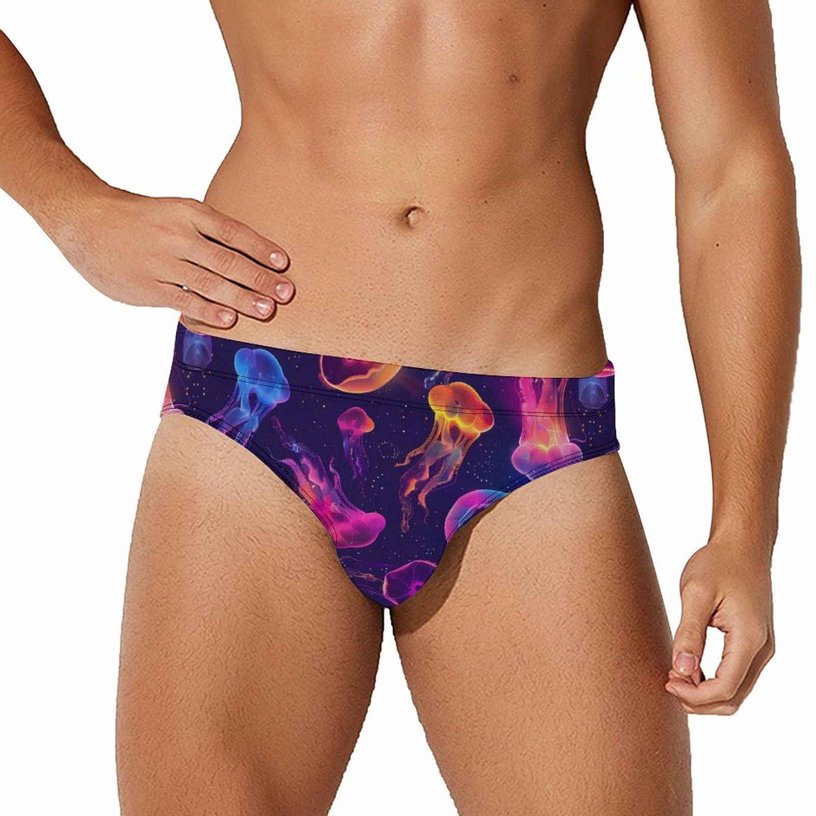 Jellyfish Mens Swim Briefs Quick Dry Swim Trunk Bikini Underwear Swimsuit 2XL