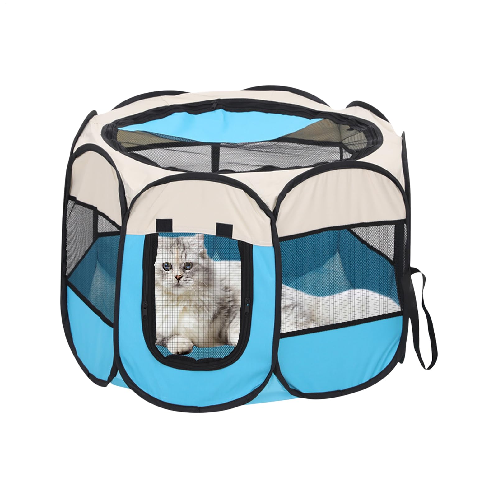Parco portatile per gatti | Trasportino a rete semi-chiuso per esterni, trasportino traspirante per giardino, terrazza spiaggia all'aperto, balcone viaggio riccio furetto di cui