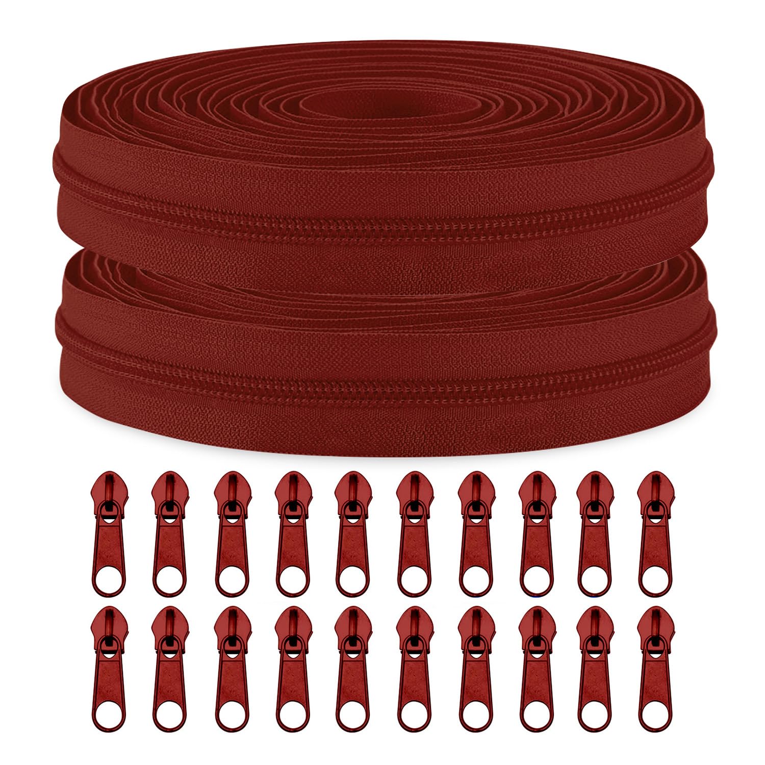 Sawoake 10 Yards Bulk #5 Buragundy Nylon Coil Reißverschluss mit 20 PCS Schieber, Ersatznäh Reißverschluss für DIY Handwerk, Taschen, Kleidung, Heimdekor