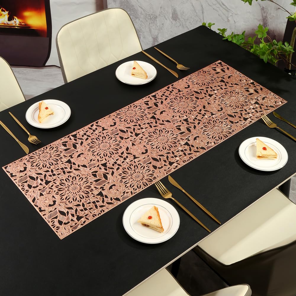 Chemin de table en PVC fleur tapis de table ajouré chic pour repas de fête