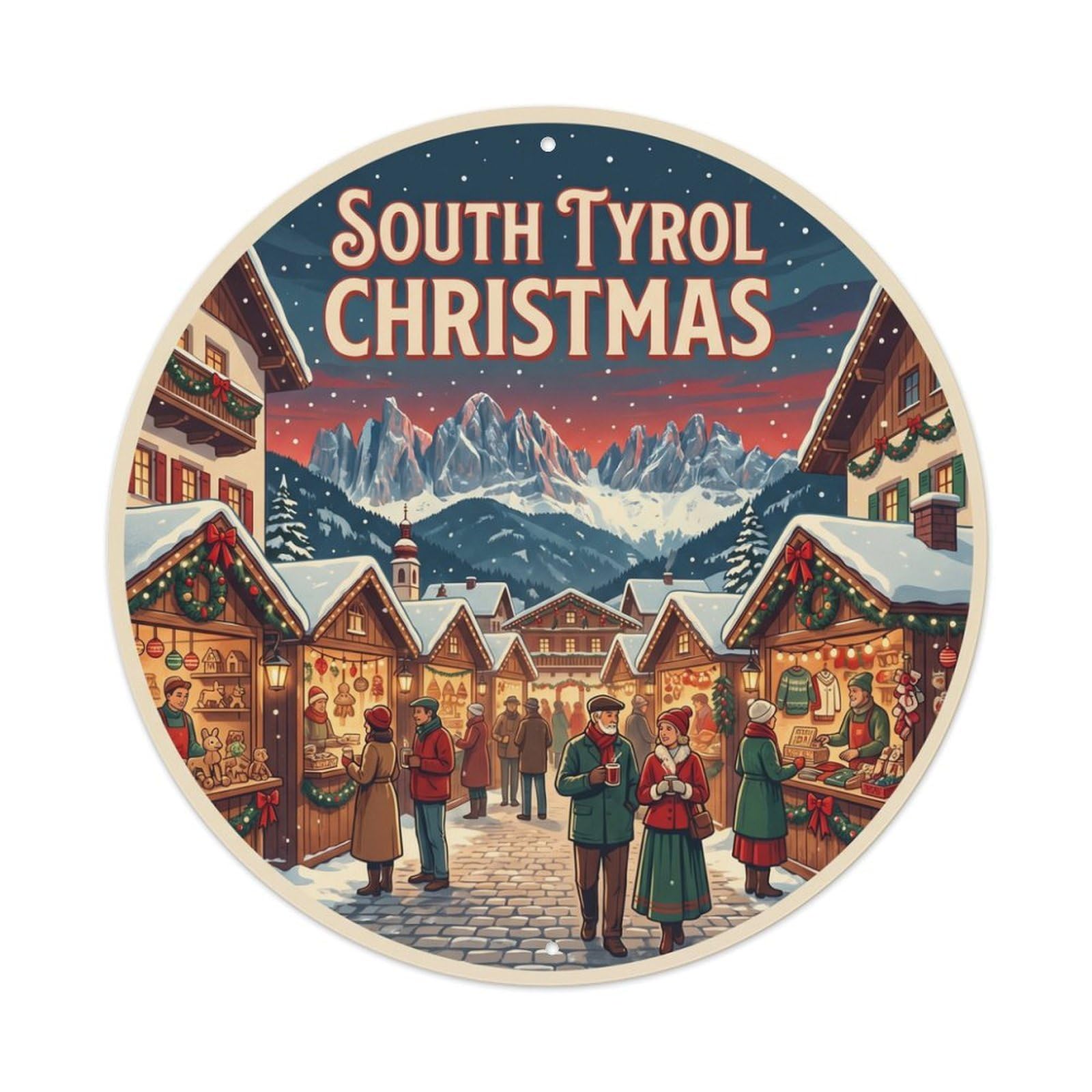 Olhnbad Style Christmas South Tyrol Travel Culture Alpine Metal Tin Sign
