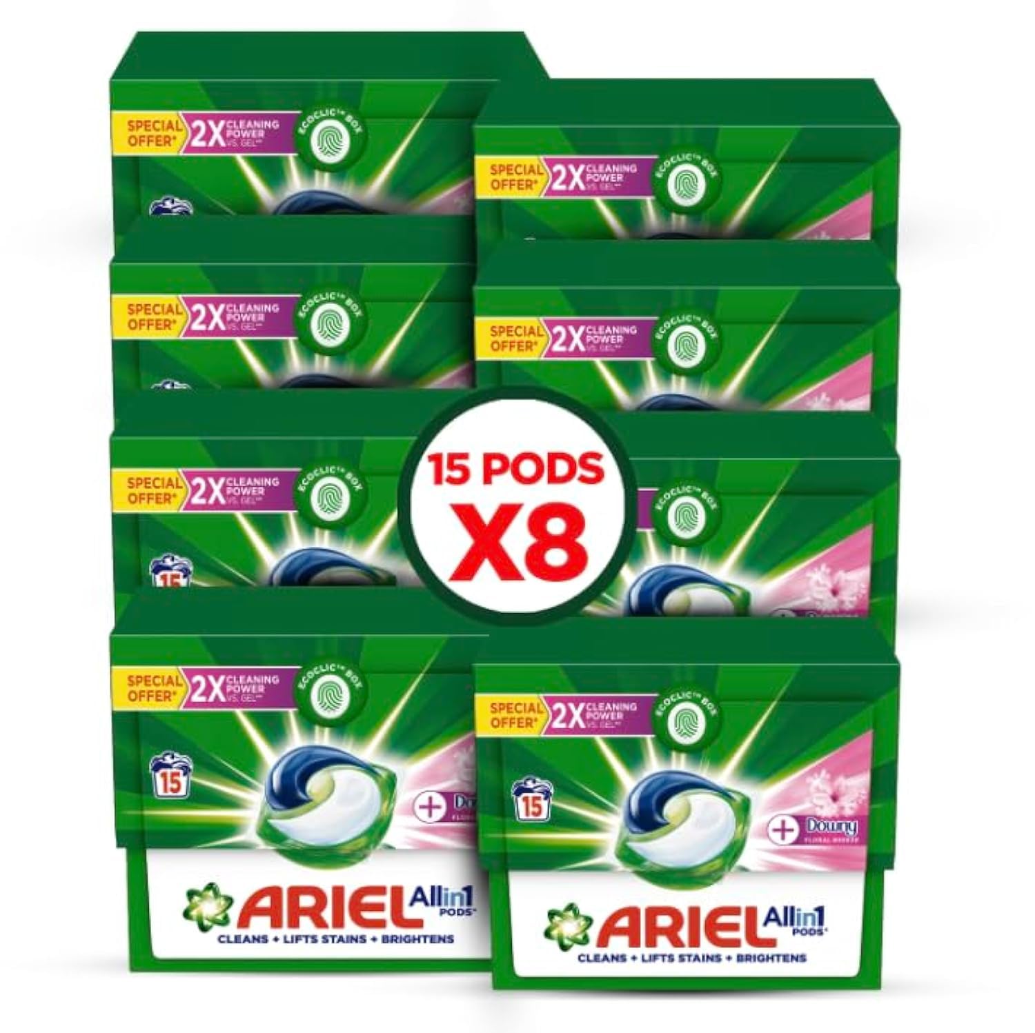 Ariel Pods Capsules with touch of Downy 15CT Mega Box 120 Pcs 120 Pods