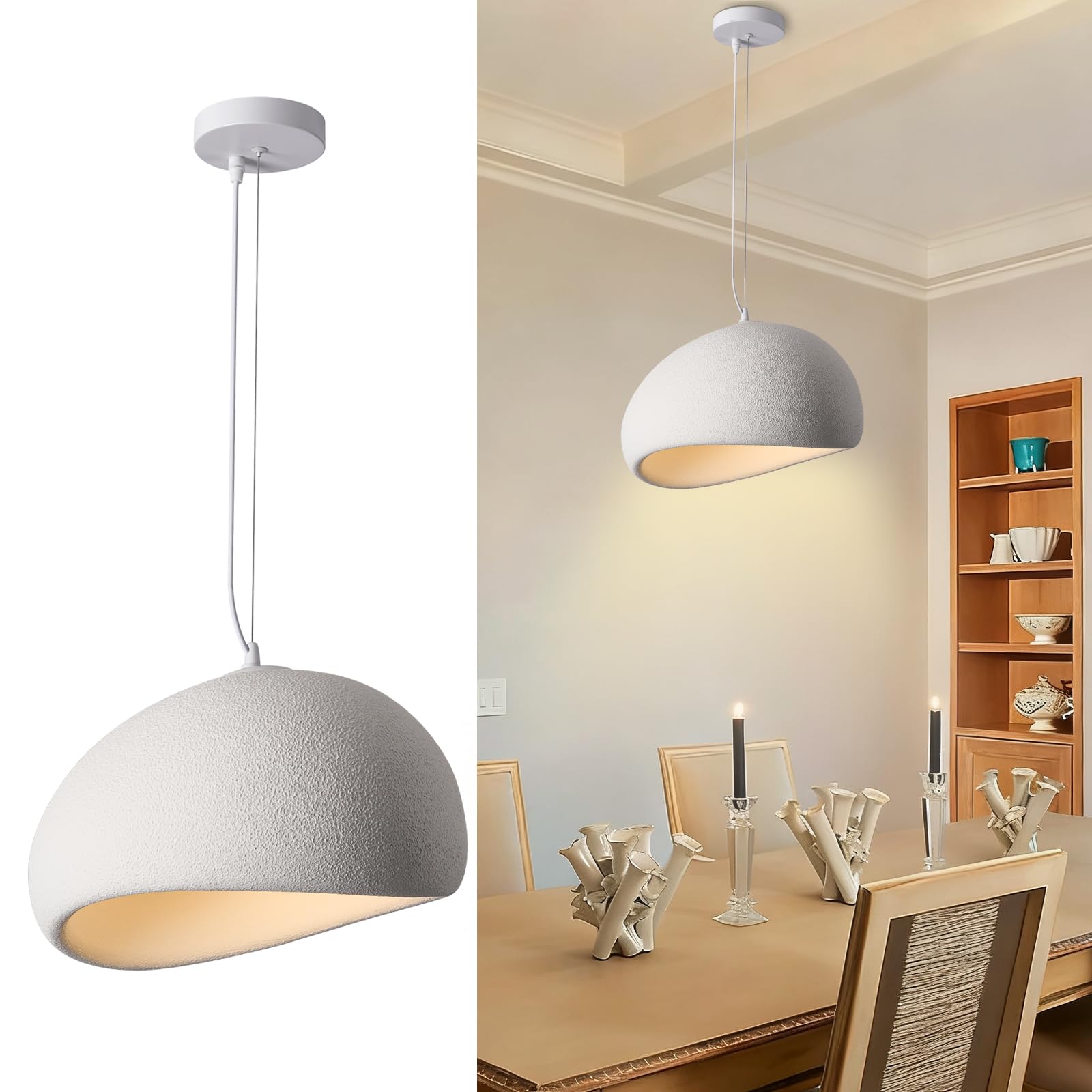 Photo 1 of Floodoor 40CM Modern Pendant Lights Kitchen Island Lighting Fixture Ceiling Mount Light Japanese Hanging Lamp Japandi Chandelier for Dining Room Living Room Bedroom Hallway Restaurant(15.7in)