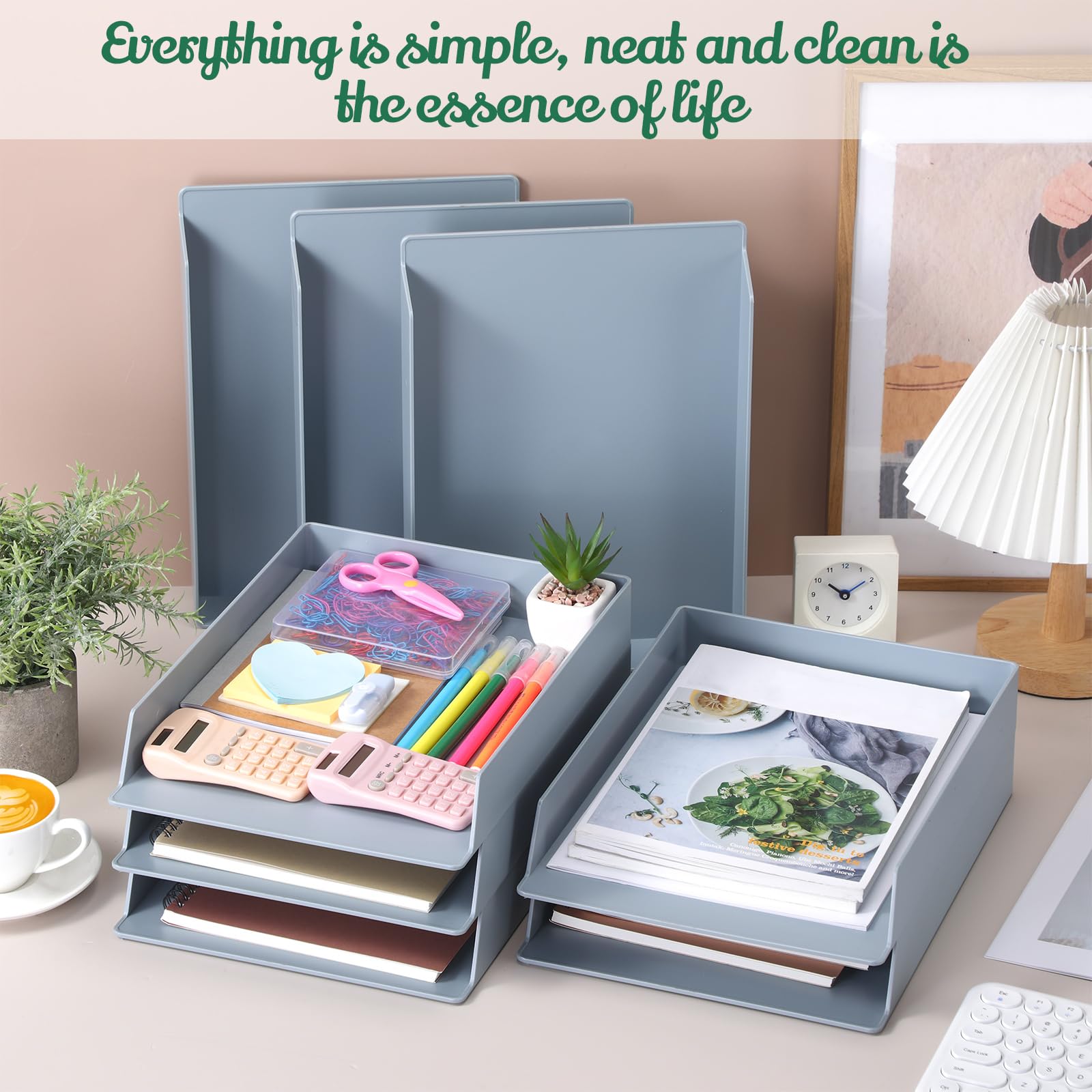 Stakable Desk File Snapklik.com : Wenqik 8 Pcs Stackable Paper Trays Rectangular Plastic ...