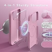 Vista 842 de GONEZ Funda de silicona para iPhone 15 Pro Max, compatible con Magsafe, protector de cámara + protector de pantalla, forro de microfibra suave Negro