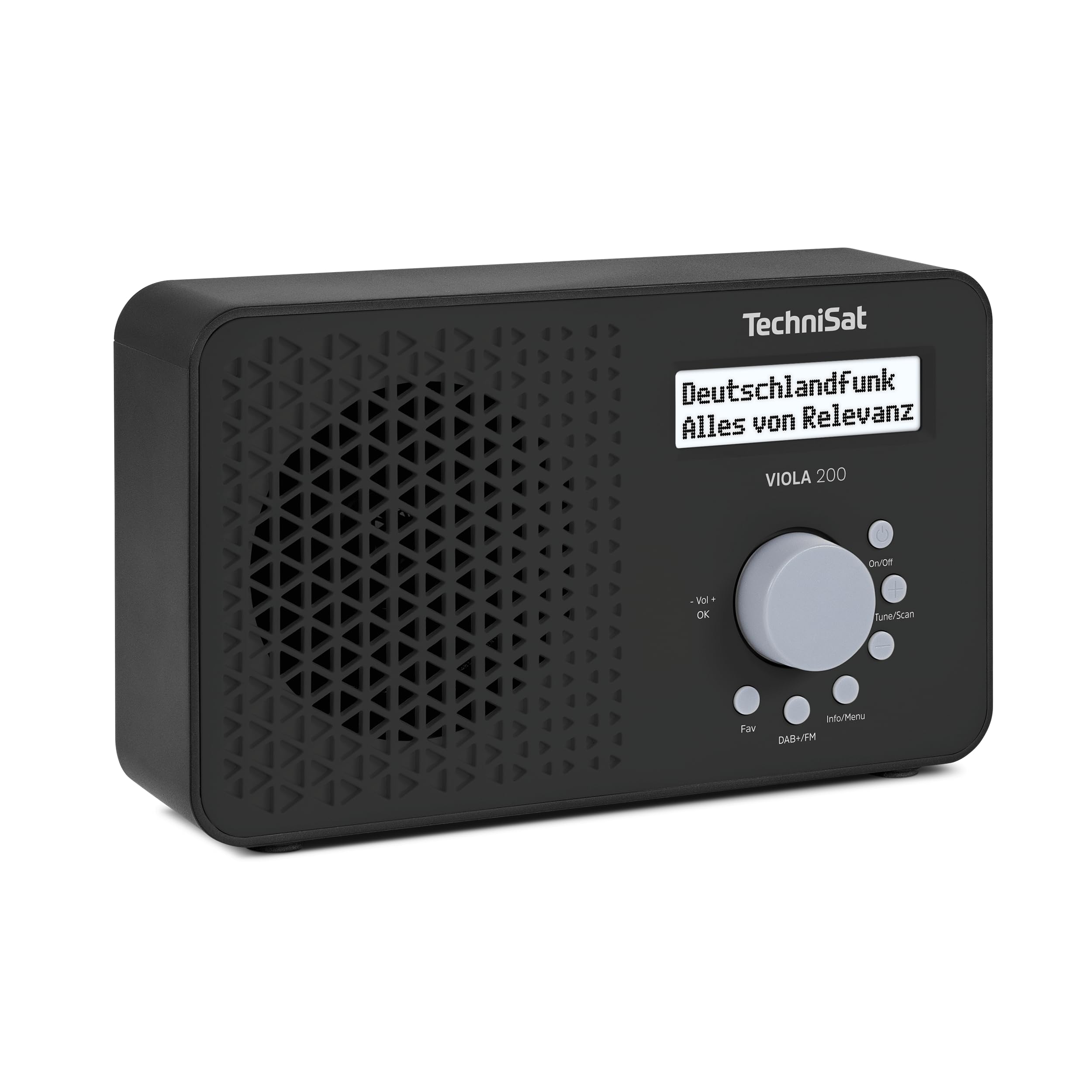 TechniSat VIOLA 200 - Radio portatile DAB+/FM (con display LCD, antenna telescopica, memoria preferiti, presa per cuffie, alimentazione a rete e a batteria, altoparlante mono, RDS, PLL) nero