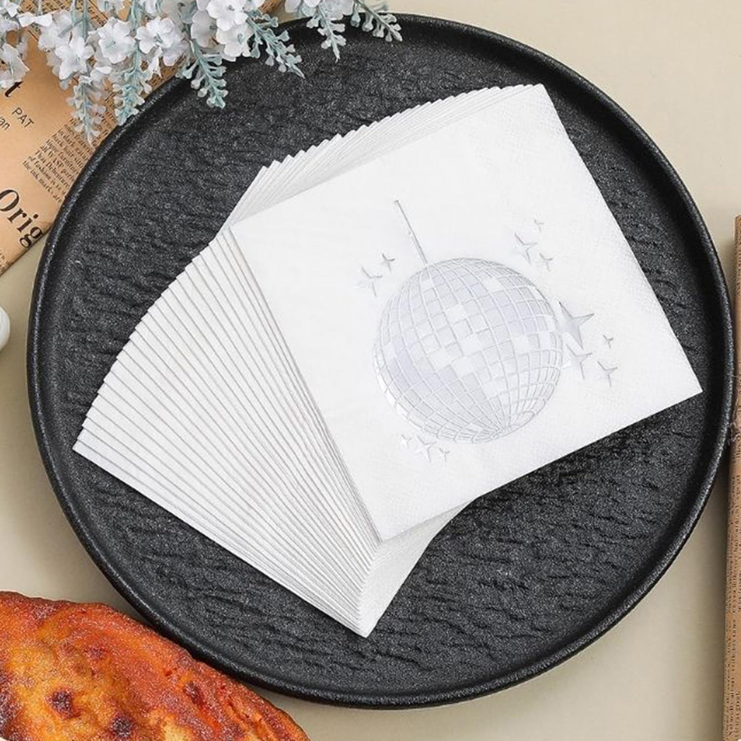 Yolzhxe 40 Pièces Serviettes Disco, 25x25 Cm Serviettes