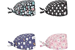 Four-Pack Reusable Scrub Caps: Stylish Comfort for Healthcare Professionals.
