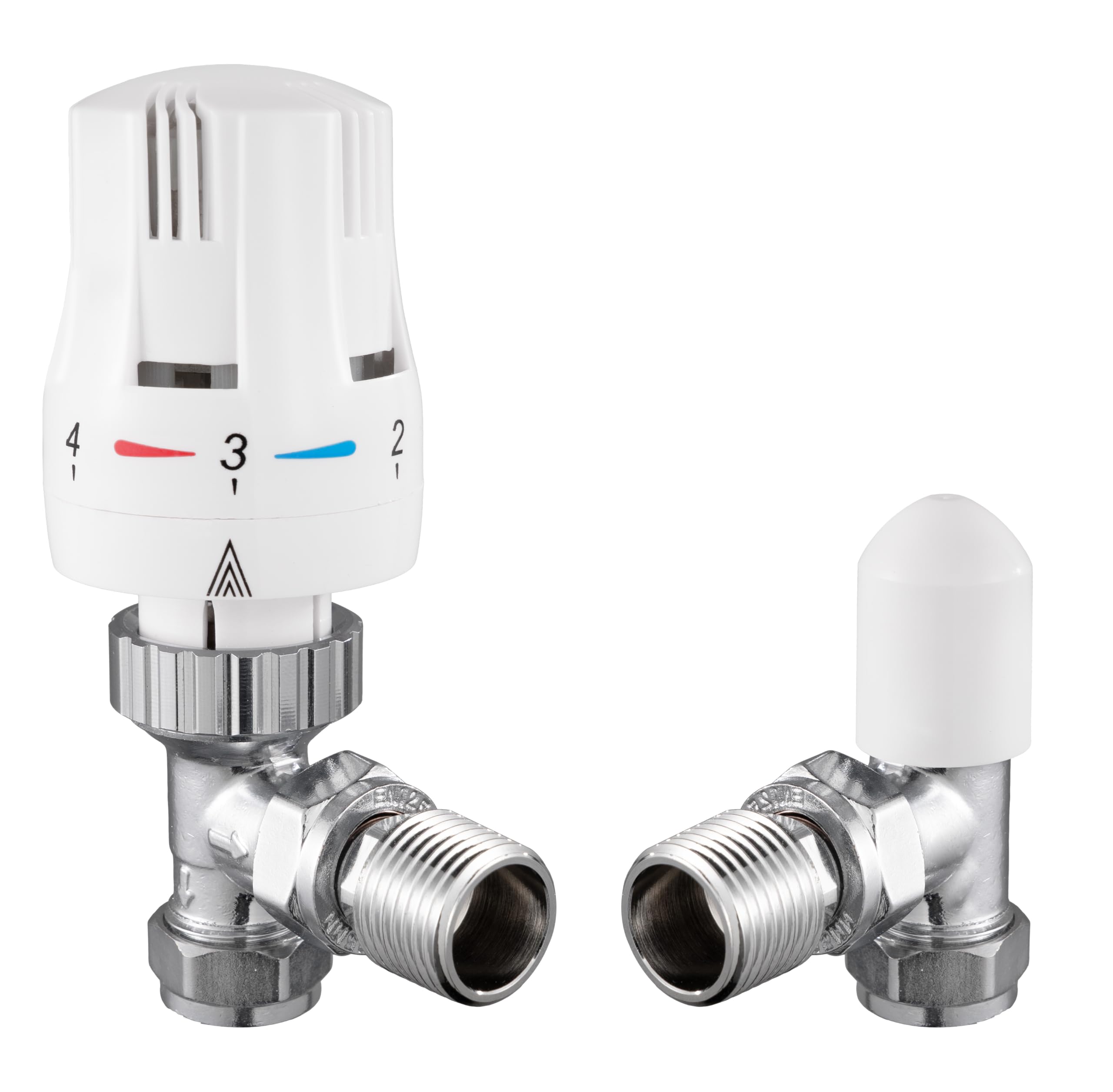 VANCOCO Angled TRV Radiator Valve 1/2"×15mm with Lockshield