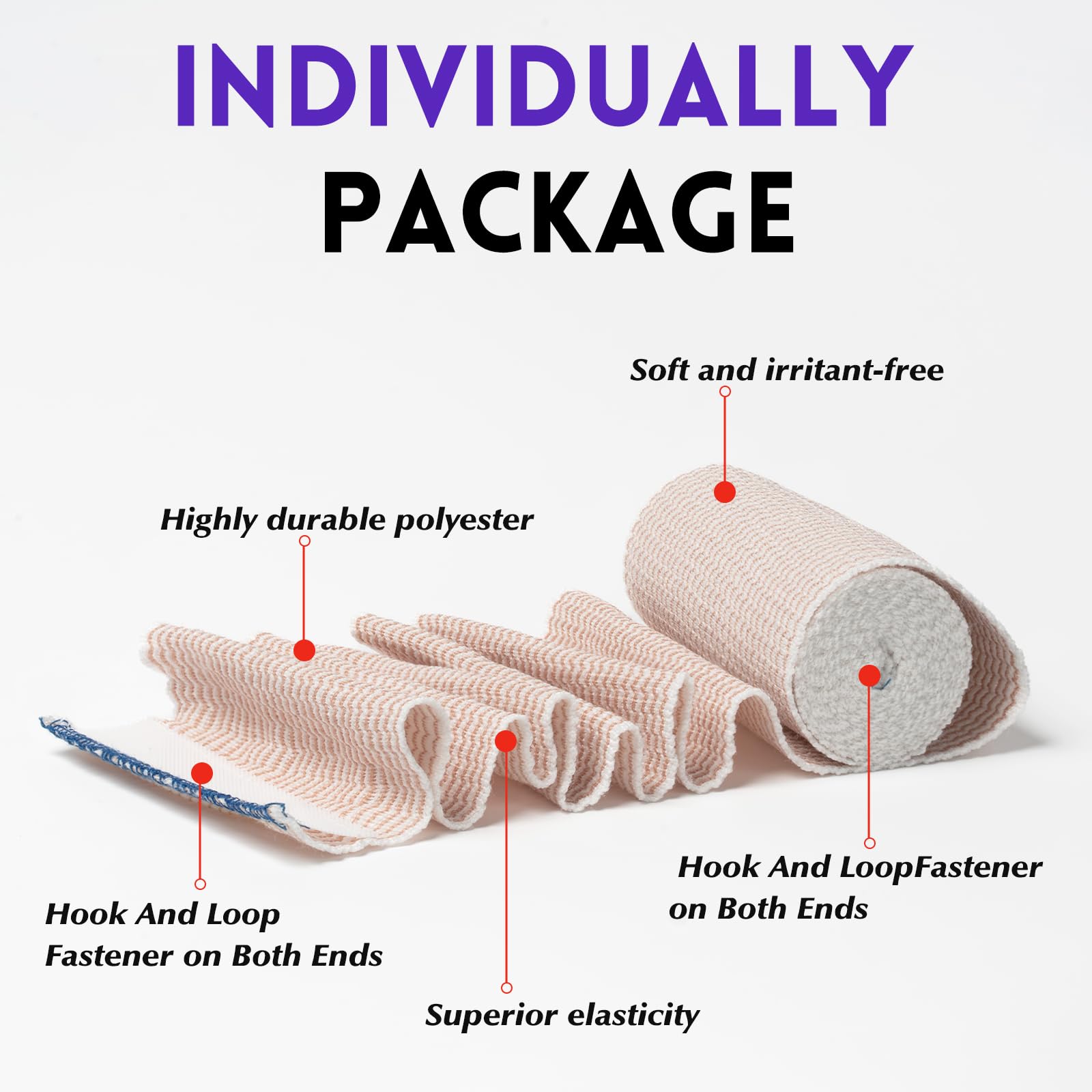 4Inch Elastic Bandage Wrap, Athletic Tape, Compression Wrap Bandage for Legs, Lymphedema Wraps for Legs, Ankle, Knee, Tummy, Body, Latex-Free, 6Rolls — Amazon image 5