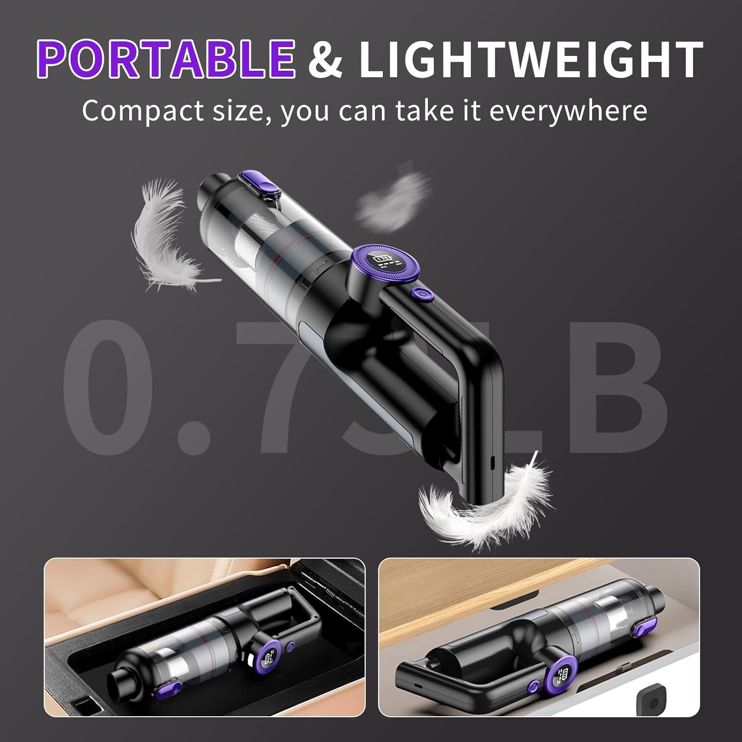 Car Vacuum Portable Cordless, 18000Pa 2 in 1 Cleaner&Air Duster, 130W Brushless Motor Handheld Vacuum Cordless with 7800mAh Battery, LED Light, Multi-Nozzles for Car, Home, Office