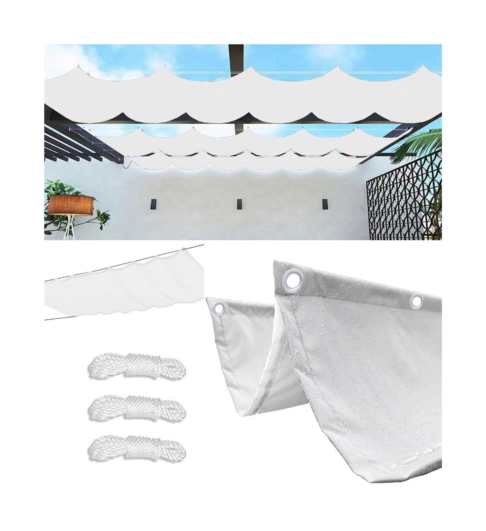 Filet d'ombrage pour jardin et pergola rétractable blanc 3x5 m