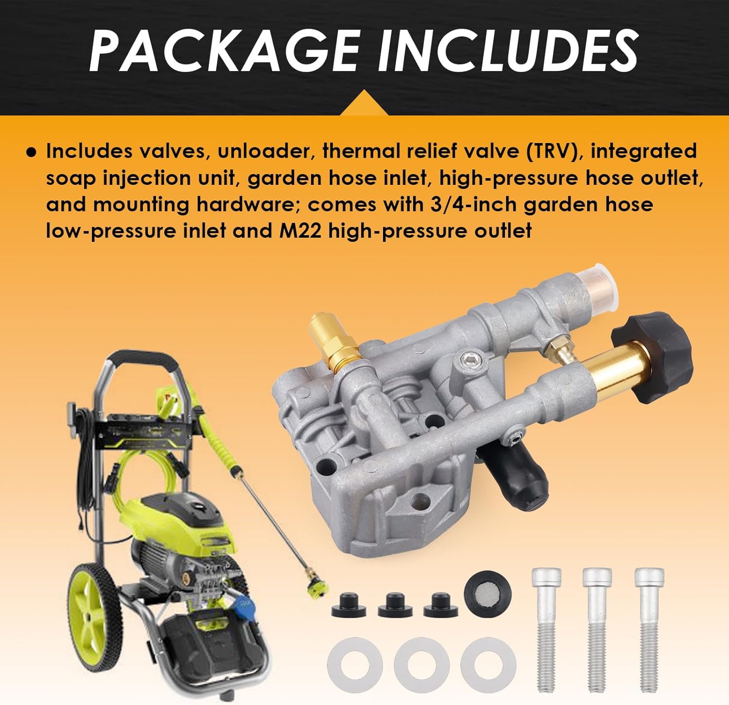 7108366 Pressure Washer Pump Manifold Compatible with Technologies axial cam Pressure Washer Pump 510020 520006