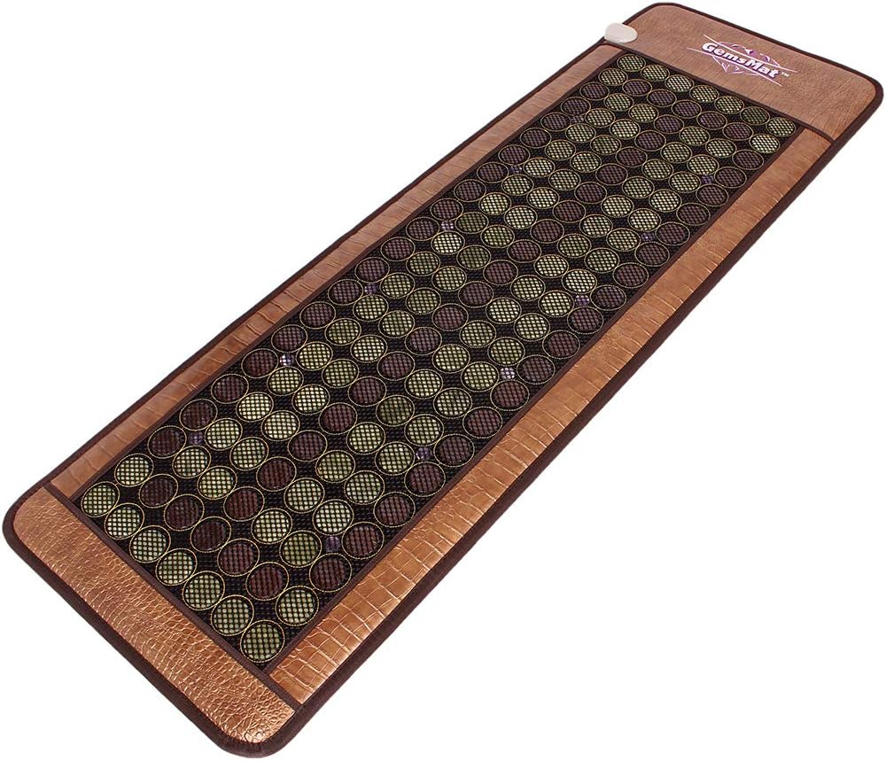 Henri- Far Infrared 12 Amethyst, 90 Jade, 64 Tourmaline Bead Heat Stone Mat (72" L x 24" W) - Adjustable Timer & Temperature - Heating Pad