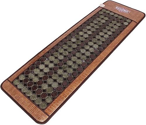 Henri - Alfombra de piedra de calor con cuentas de turmalina 12 amatistas, jade 90, 64 cuentas de turmalina (72 pulgadas de largo x 24 pulgadas de