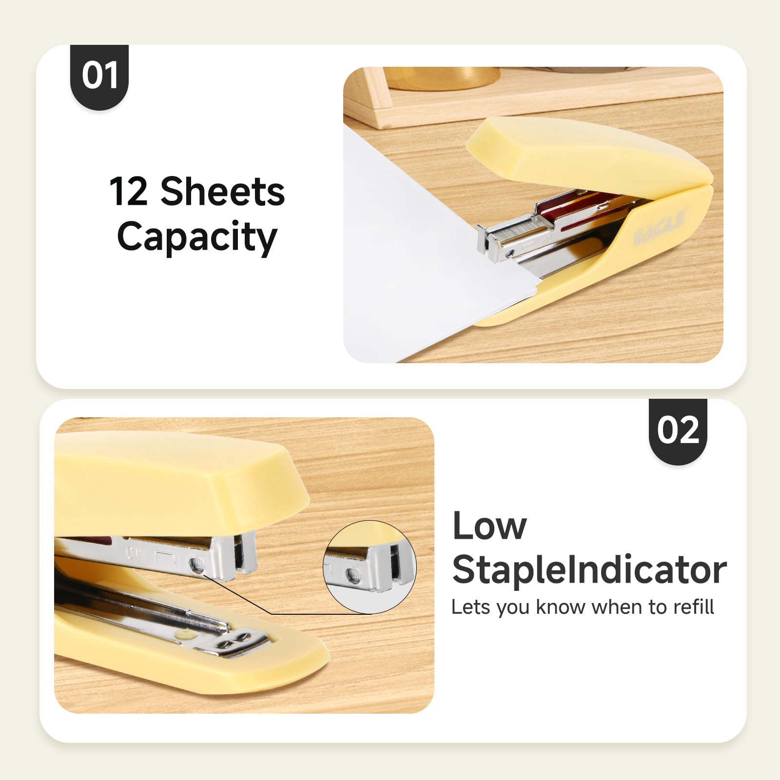 Eagle Stapler with Stapler Remover,12 Sheets Capacity,NO.10 Stapling,Yellow - Image 4
