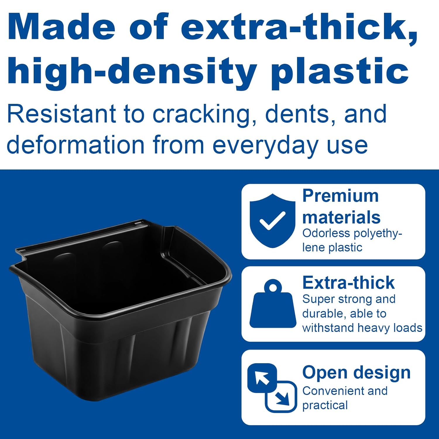 Gisafai 2 Pack 5 Gallon Under Cabinet Trash Can, Heavy Duty Plastic Hanging Garbage Bin, 17 x 12 x 8 Inch Black Waste Basket for Service Cart, Utility Cart, Kitchen Cleaning Multi Functional Trolley