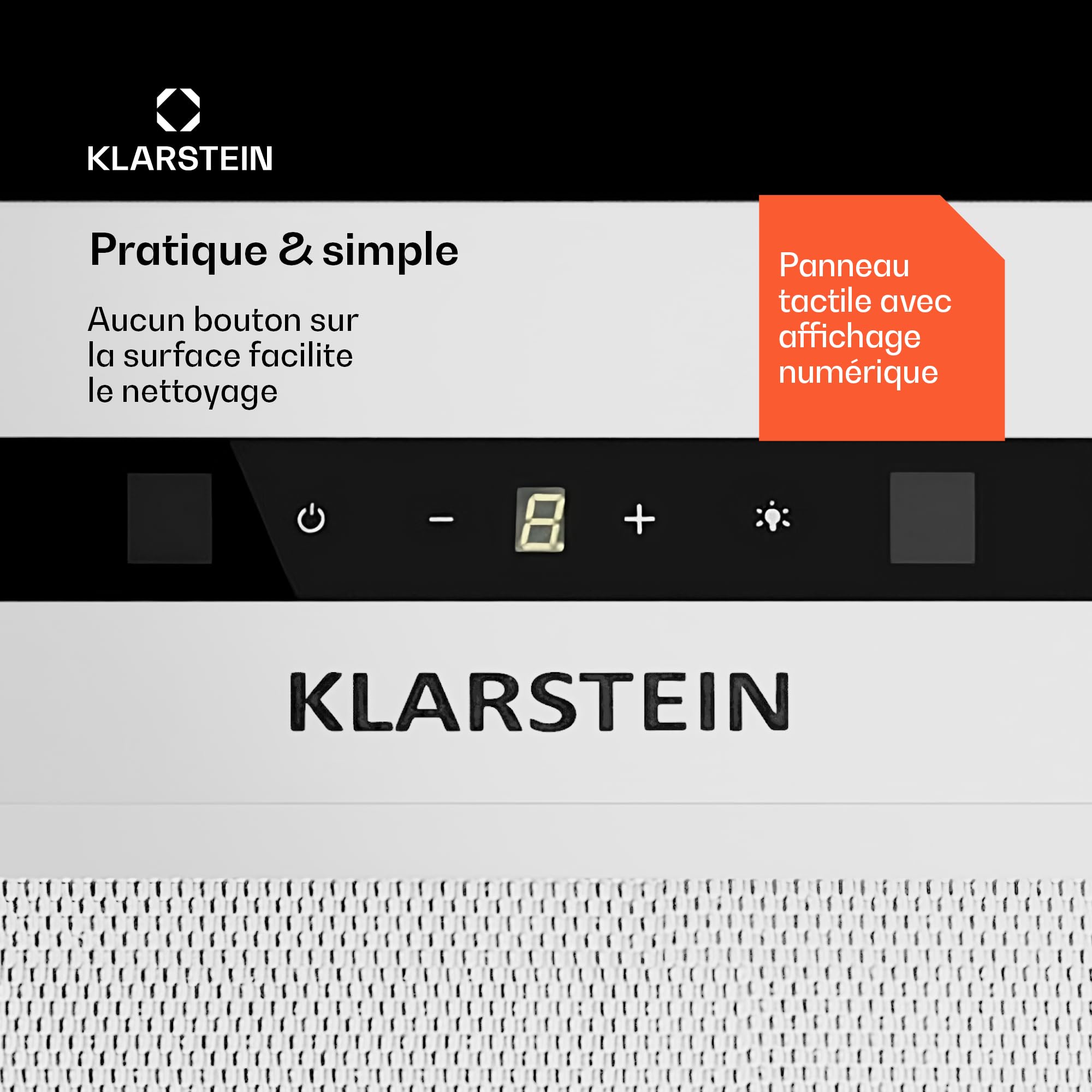 Klarstein Hotte Aspirante Encastrable 52 cm, Hotte Aspirante Silencieuse, Hotte de Cuisine avec Lampes LED, Débit d'Air Puissant 439 m³/h, Minuterie, Commandes Tactiles, Hotte avec Évacuation
