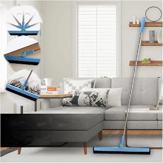 Upgrade Effectively Home Flat Mop with 47" Handle 2 in 1 Wet and Dry Cleaning Water Squeegee Foam Adjust Floor Squeegee 180° Rotating Mop for Garage Tile Shower Hair Glass Floor Wiper…