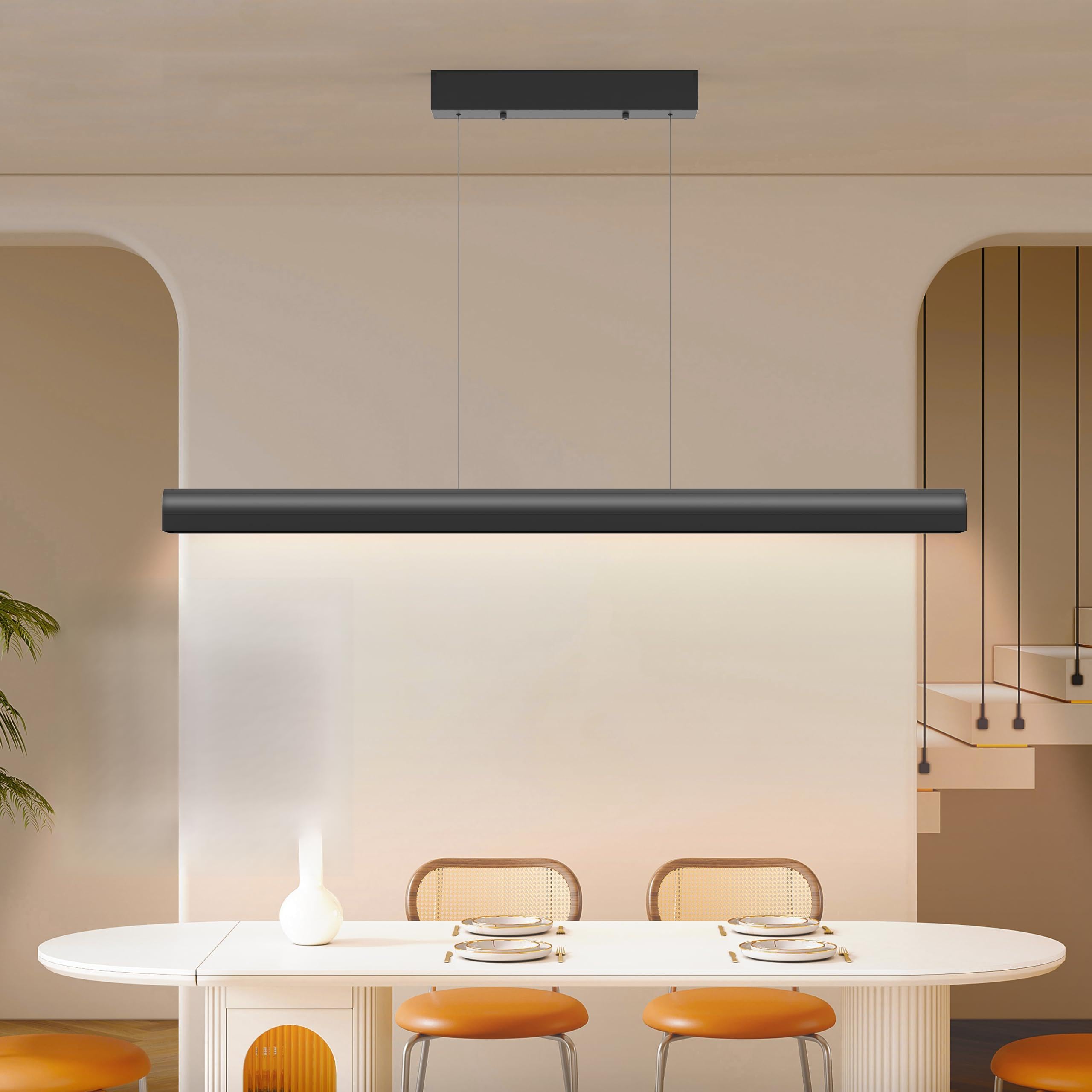 Pendelleuchte Esstisch 120cm, dimmbare Hängelampe mit Gestensteuerung, 10–100% Helligkeit & 3000K/4500K/6500K Farbtemperatur einstellbar, moderne Esstischlampe für Esszimmer, Büro