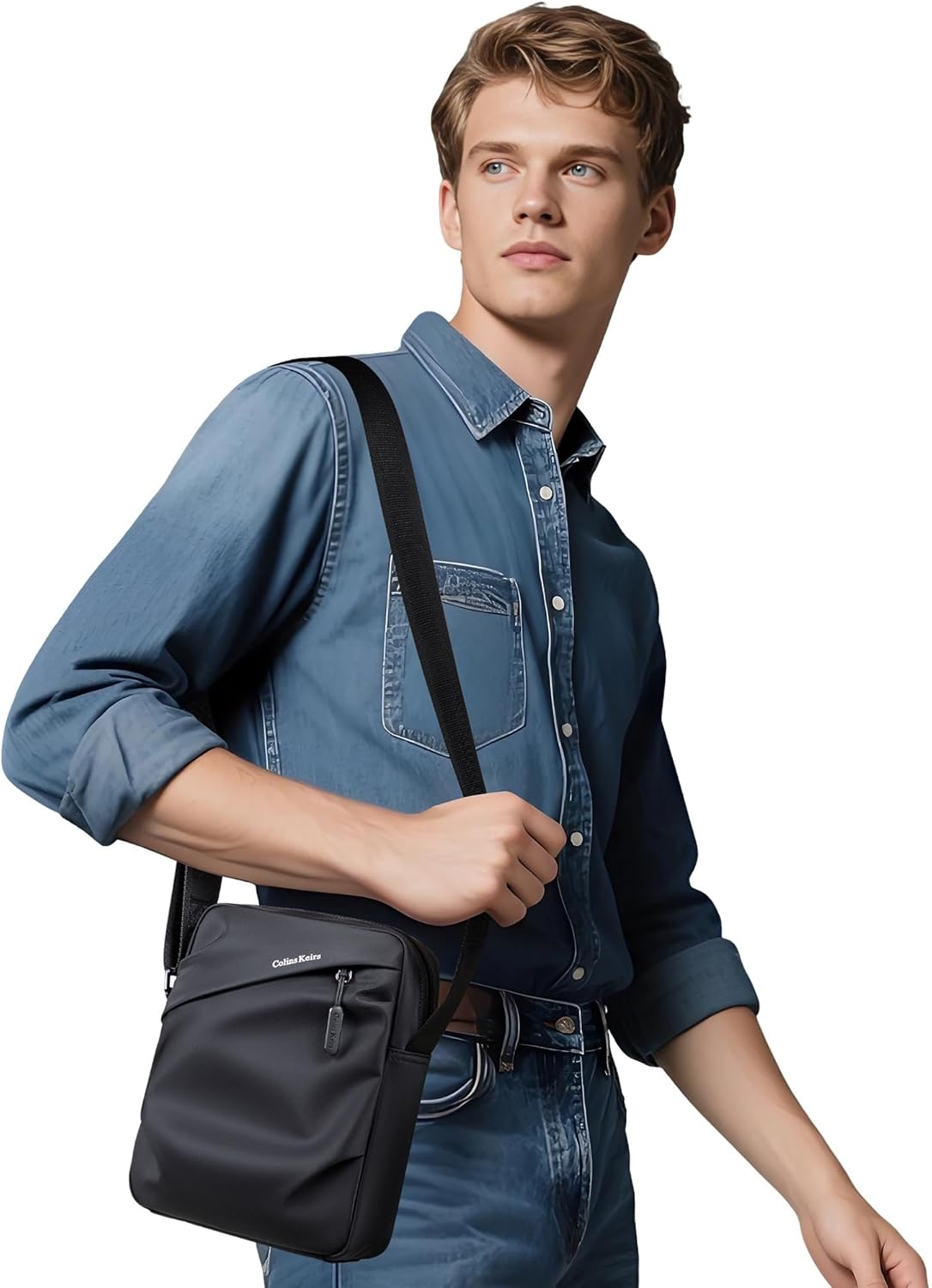 Men's Sling Bag Crossbody, Lightweight Waterproof Shoulder Bag for Men, Black Small Messenger Bag, Compact Travel Bag for Work, Hiking, Casual Daily Use - Image 2