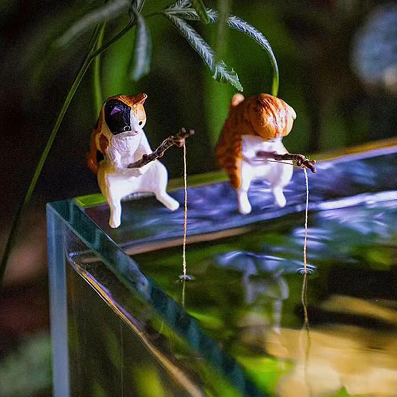 Amazon.co.jp: 子猫釣り置物 水槽造景 レジャー猫 日和水槽 オブジェ