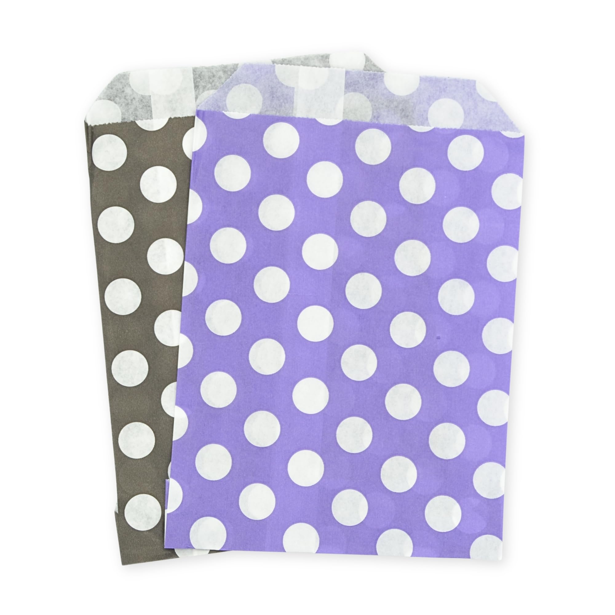 celloexpress 7" x 9" Black & Purple Polka Dot Paper Sweet Bags - Classic Confectionery Gift Shop Goodie Party Bags (Pack of 500) โ image 1