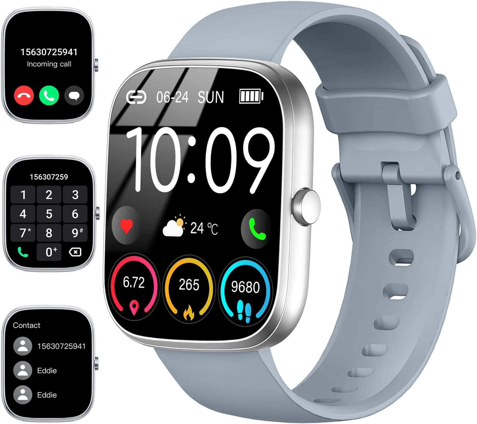 uaue Smart Watch for Men Women (Answer/Make Call), 1.91" Smartwatch Fitness Activity Tracker, 110+ Sports IP68 Waterproof, Heart Rate/Sleep Monitor/Pedometer/Calories, Fitness Watch for Android iOS