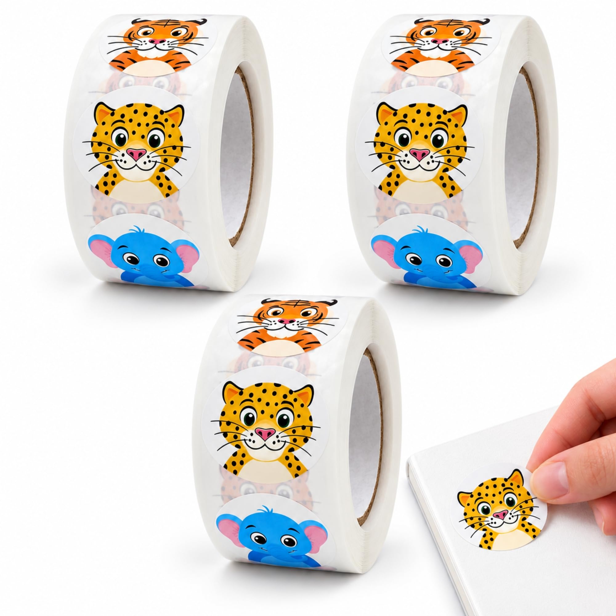 Rollo Pegatinas animales Selva para niños, animal stickers, 3 Unidades - imagen 1