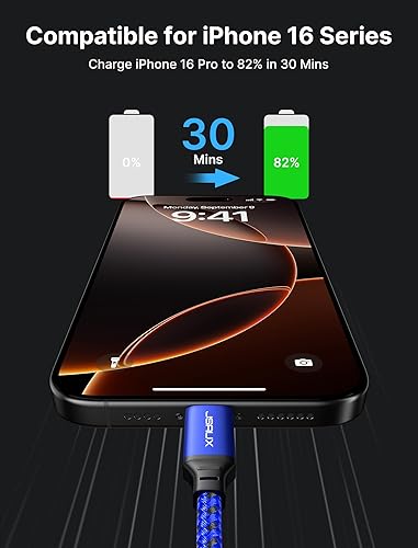 Miniatura 4 de JSAUX Cable de carga rápida USB C a USB C de 100 W 2 unidades de 6,6 pies, compatible con iPhone 1515 Plus15 Pro Max, Samsung S24S24+S24