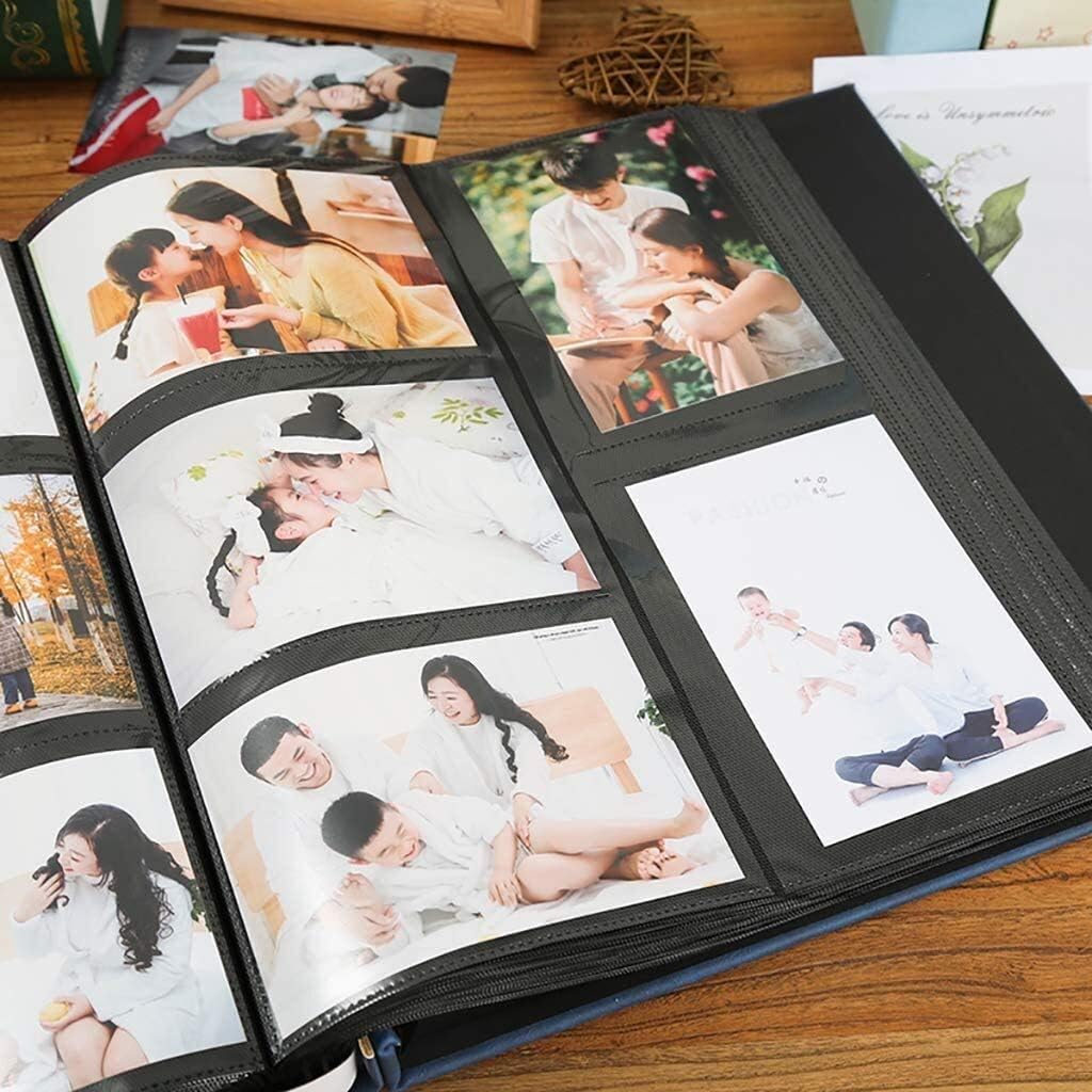 4X6 Inches Interstitial - Black Inner Pages, Children's Family Record Book 33.5x36cm/13.2x14.2 Inches 800 Retro Noble Leather Photo Albums LUYIYI (Color: Red)