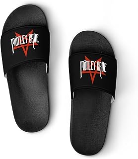 Unisex Slide Sandals Mötley Crüe Motley Crue House Slippers Open Toe Home Slippers Non-Slip Athletic Sport Slide Shower Slippers Bathroom Pool Beach Sandal