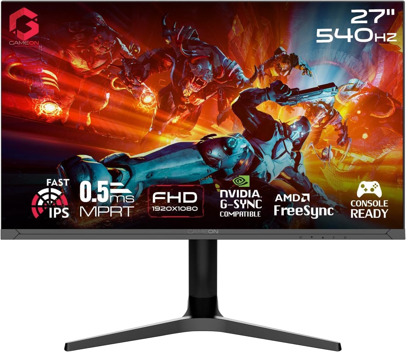 – GAMEON Titan Pro X Series 27" FHD 1920x1080 Gaming Monitor – 540Hz (Supports 480/360/300/280/240/165/144Hz) Fast IPS, 0.5ms MPRT, HDMI 2.1, FreeSync Premium, G-Sync, PS5 Compatible