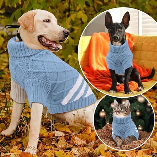Miniatura 6 de EMUST Suéteres para perros pequeños y medianos, suéter clásico de cuello alto para cachorros con manga, para otoño e invierno, cálido, acogedor,