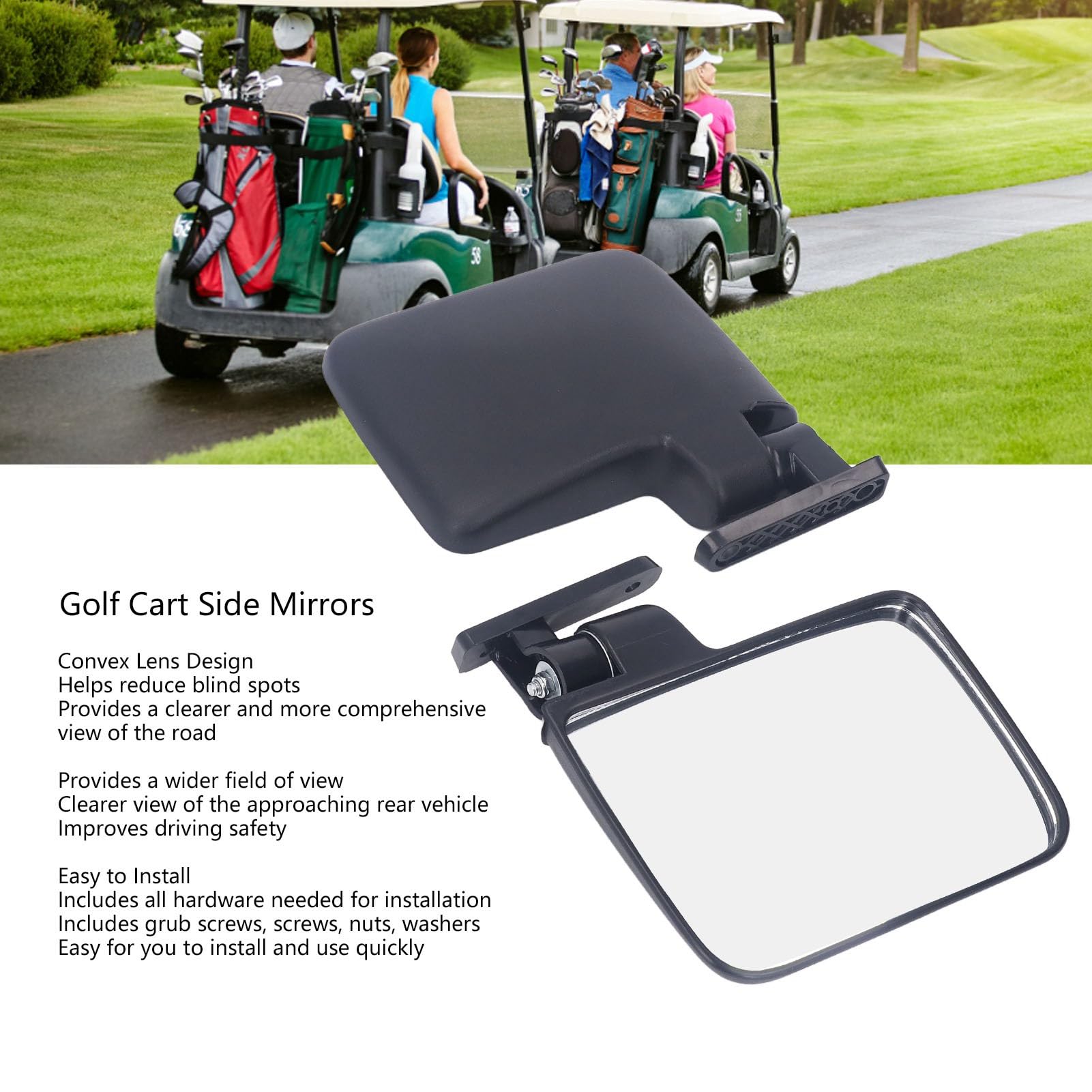 Uniwersalne przezroczyste lusterka wsteczne do wózka golfowego 180° HD